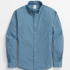 Brooks Brothers Friday Shirt sz L in Blue Poplin Gingham Long Sleeve NWT